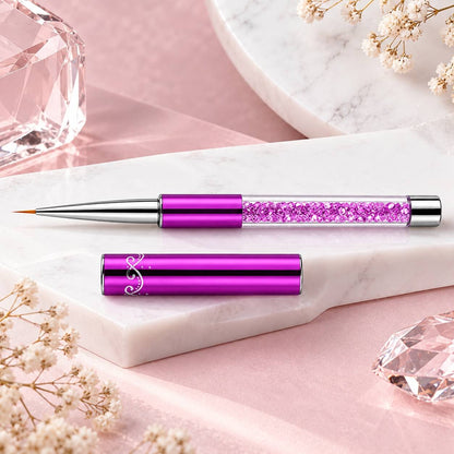 Thin nail art brush with 5mm bristle and purple crystal handle