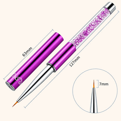 Purple nail art liner brush with a metallic cap, 127mm long