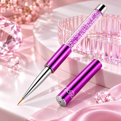 Fine nail brush with crystal-filled acrylic handle and silver ferrule