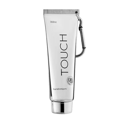 TOUCH Silver Line Hand Cream Coconut with Carabiner — tube with clip attachment
