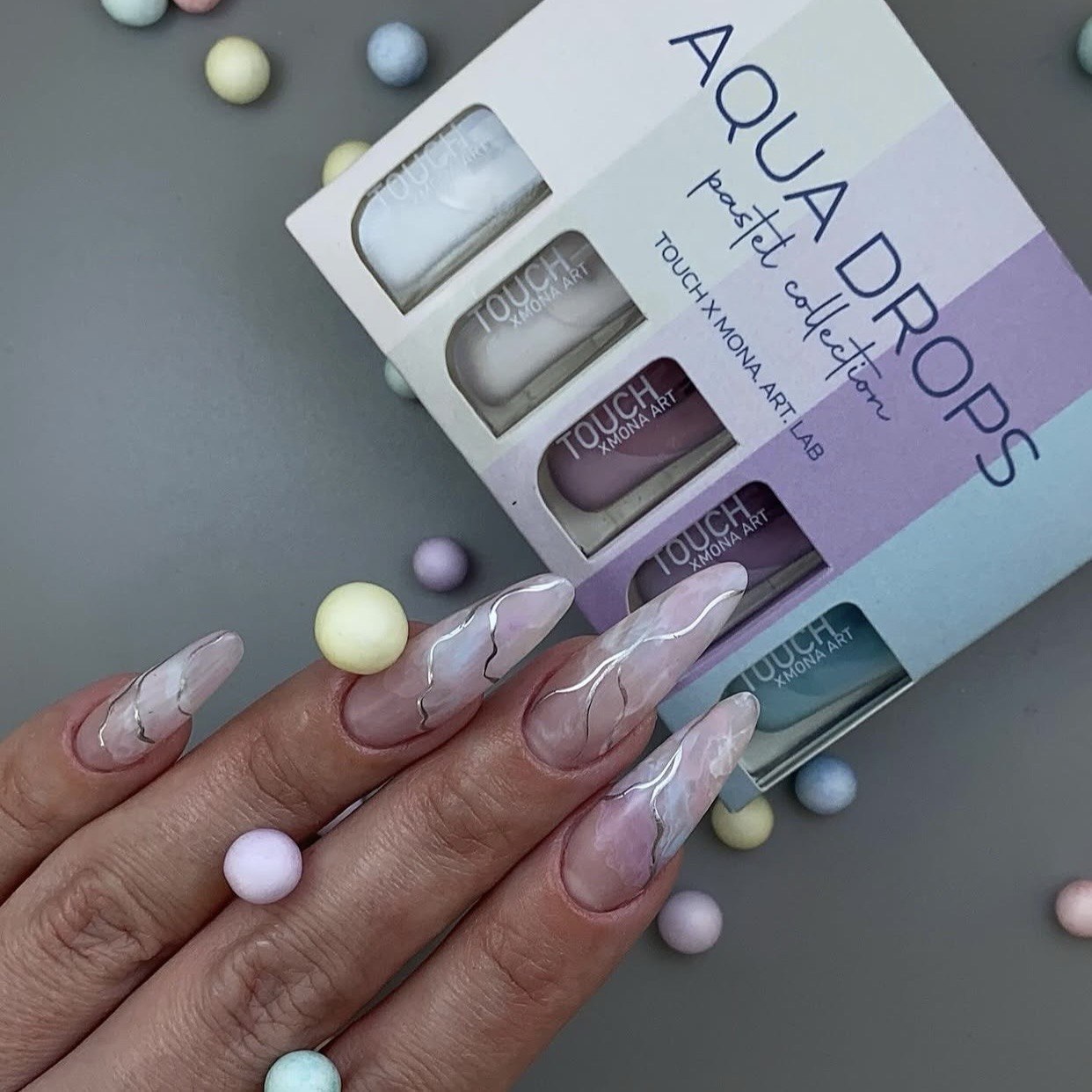TOUCH Aqua Drops Pastel Collection — watercolor smoke effect close-up