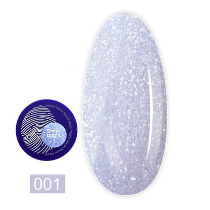 TOUCH Builder Gel Shine Bright 1 — closed bottle, milky lilac pearl shimmer