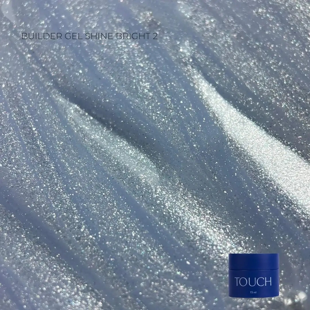 TOUCH Builder Gel Shine Bright 2 — full extension set, sky blue pearl shimmer finish
