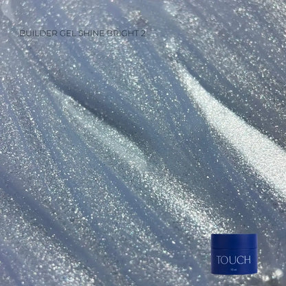 TOUCH Builder Gel Shine Bright 2 — full extension set, sky blue pearl shimmer finish