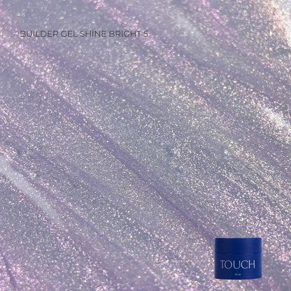 TOUCH Builder Gel Shine Bright 5 — single nail close-up, pearlescent texture detail