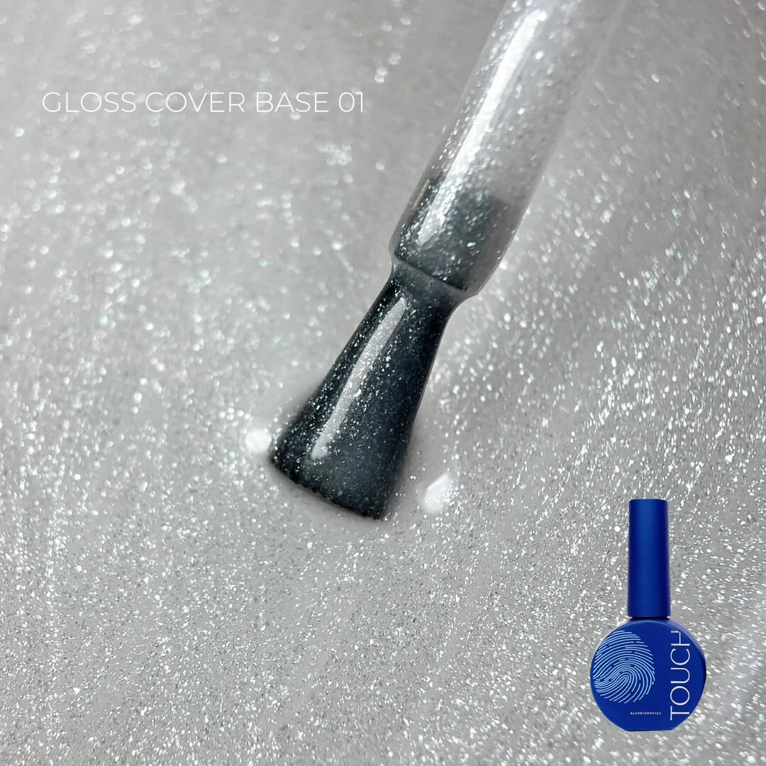 TOUCH Cover Base Gloss 1, 13ml, open bottle with brush