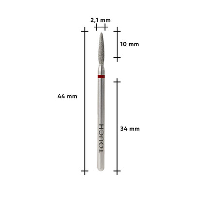 TOUCH Diamond Flame Bit Rounded Tip Red 021 — diamond coating detail