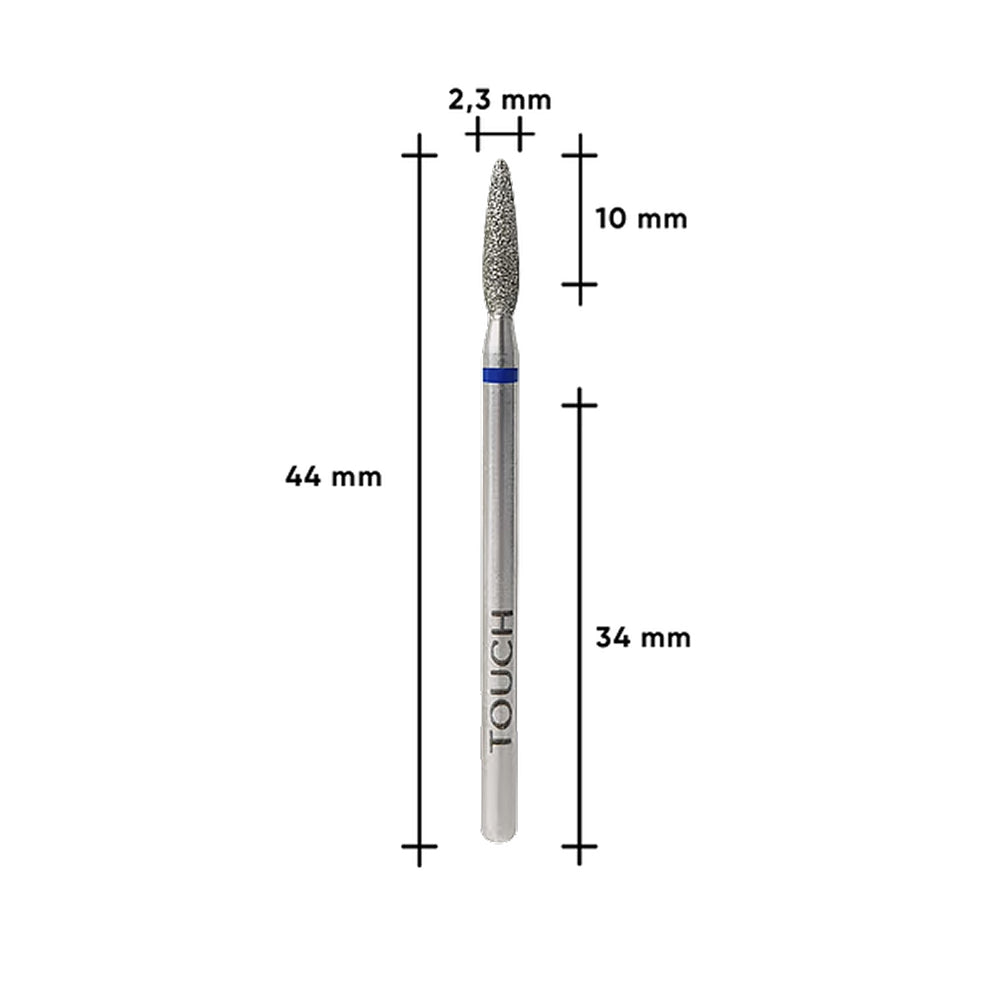 023 — TOUCH Diamond Flame Bit Rounded Tip Blue — diamond coating detail