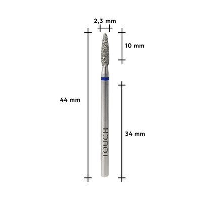 023 — TOUCH Diamond Flame Bit Rounded Tip Blue — diamond coating detail