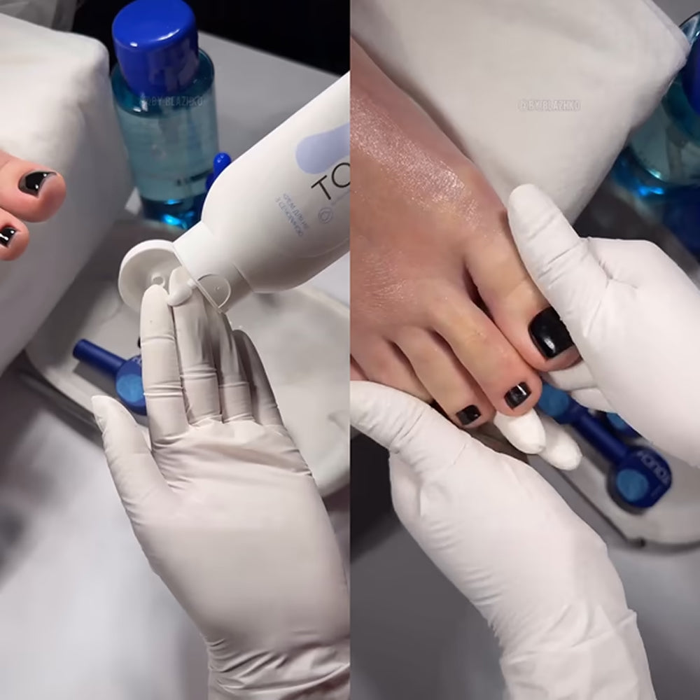 TOUCH Foot Cream with Urea — cream being applied to feet