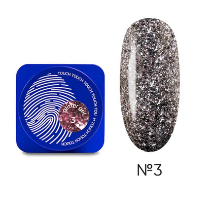 5ml — TOUCH Glitter Gel 3 — closed jar, pink glitter texture