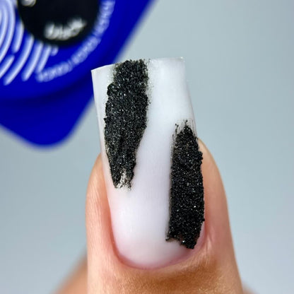TOUCH Gypsum Gel Black — 3D texture applied to nail tip