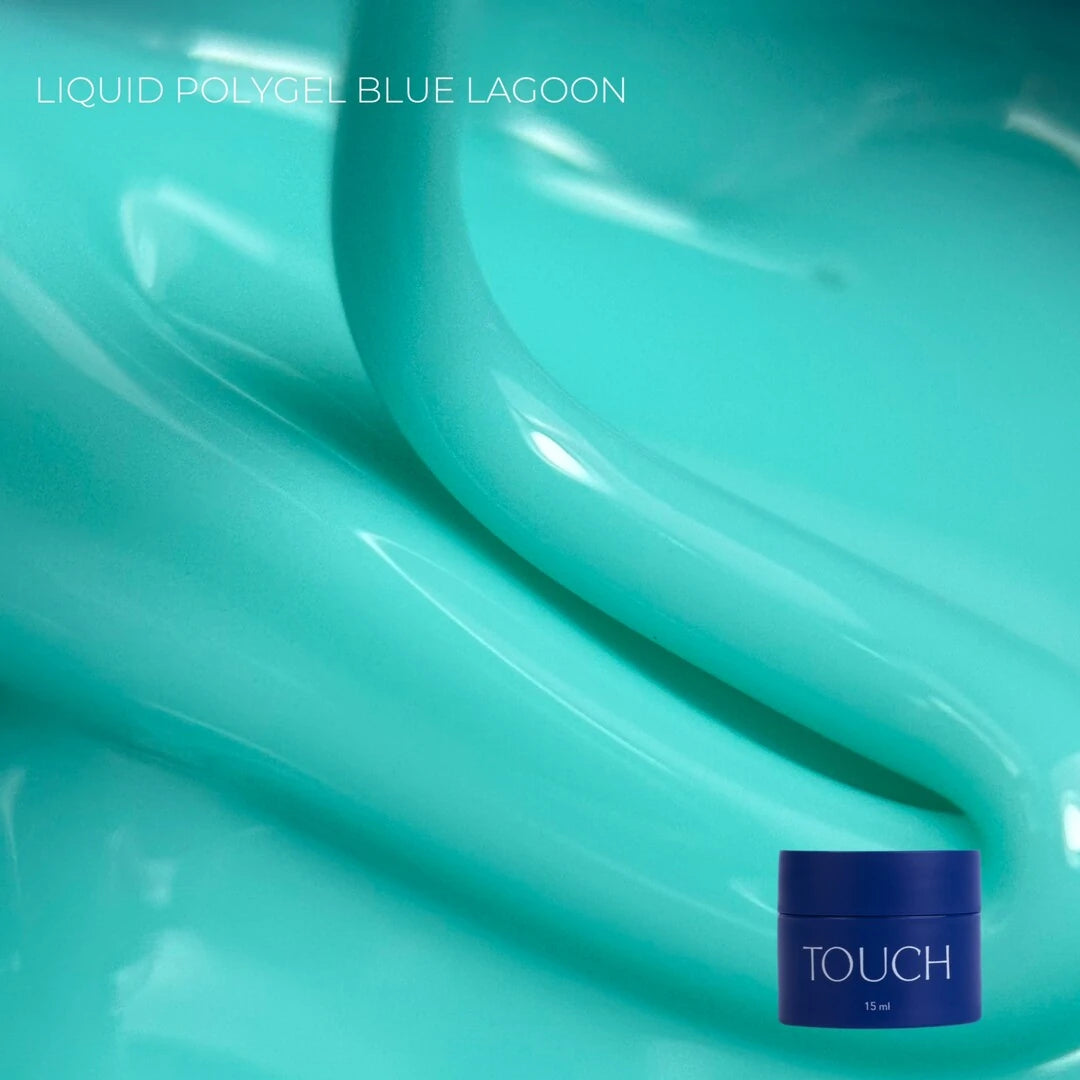 Blue Lagoon neon blue liquid polygel nail extension product by TOUCH, 15ml