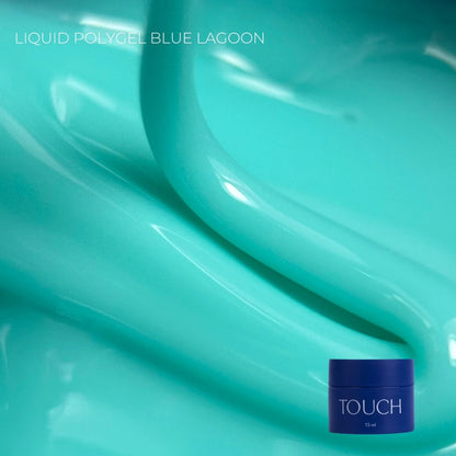 Blue Lagoon neon blue liquid polygel nail extension product by TOUCH, 15ml