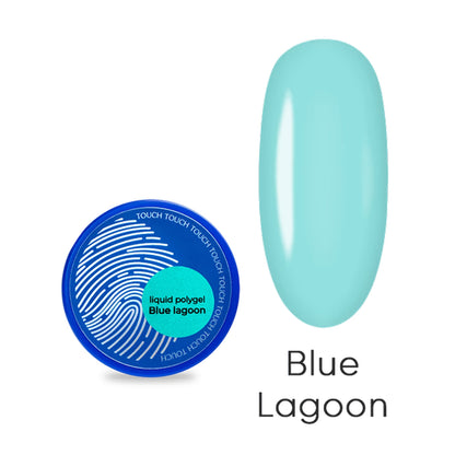 TOUCH Liquid Polygel Blue Lagoon neon blue nail extension gel, 15ml bottle