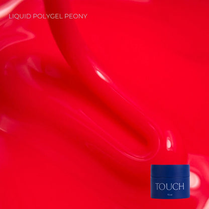 Self-leveling red polygel by TOUCH, Peony shade, 15ml bottle