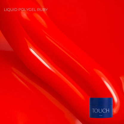 Ruby red liquid polygel nail extension product by TOUCH, 15ml
