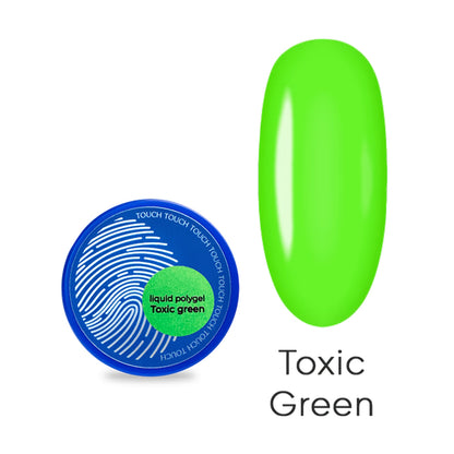TOUCH Neon Liquid Polygel Toxic Green 15ml for nail strengthening