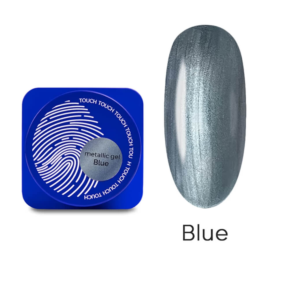 TOUCH Metallic Gel Blue – Liquid Metal Nail Art Gel (5 ml)