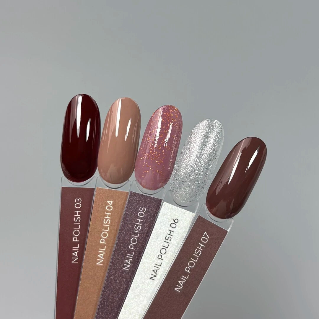 8ml — TOUCH Nail Polish 03 — full manicure, deep burgundy color