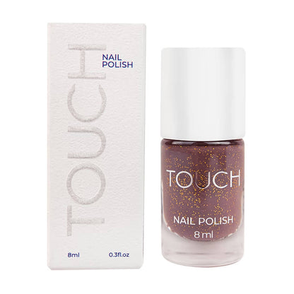 TOUCH Nail Polish 05 — full manicure, brown with subtle sparkle