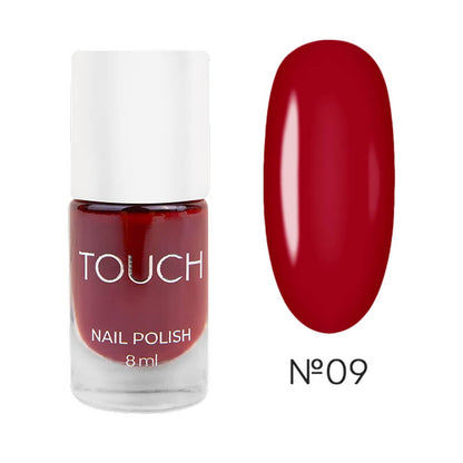TOUCH Nail Polish 09 — closed bottle, bright classic red