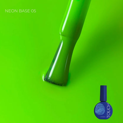 Neon green TOUCH base gel with self-leveling coverage in 13ml bottle
