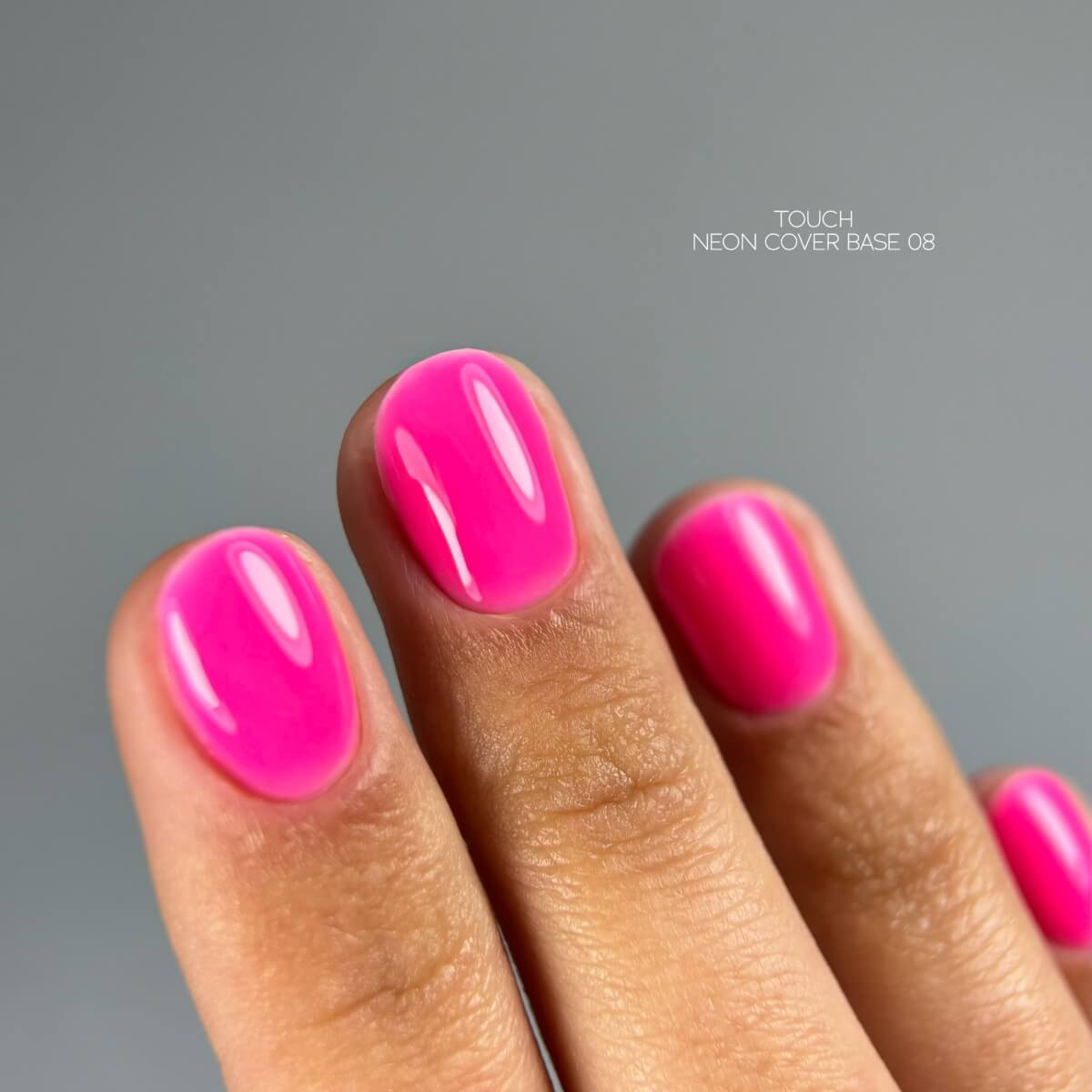Light neon pink TOUCH #08 camouflage nail base with self-leveling texture