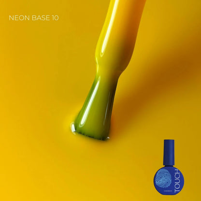 TOUCH Neon Base #10 self-leveling yellow base coat in 13ml bottle