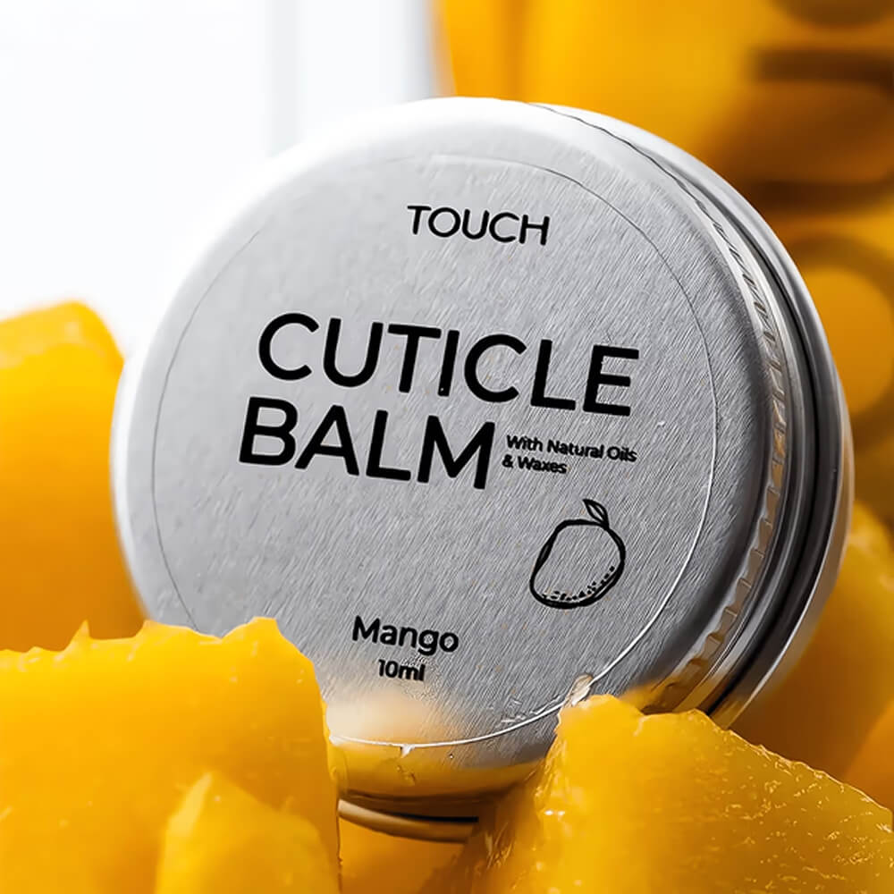 TOUCH Silver Line Cuticle Balm Mango — label close-up
