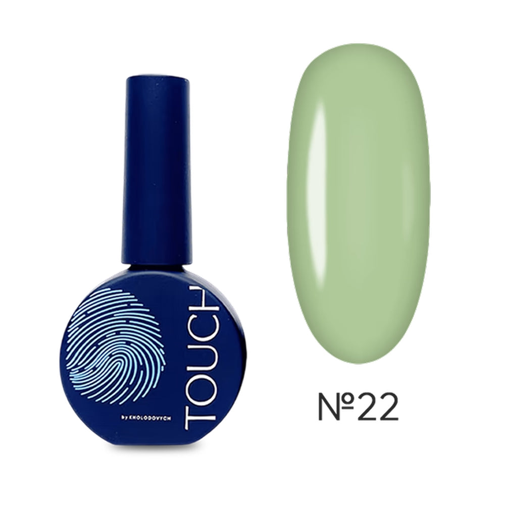 TOUCH Top Cover 22 — bottle paired with a color gel polish