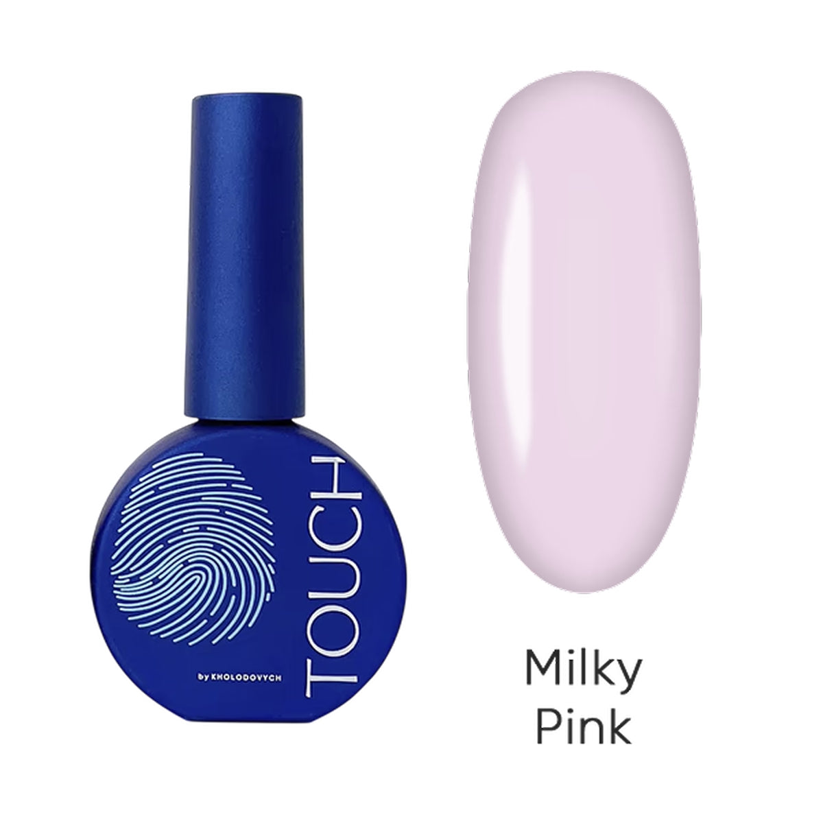 TOUCH Cover Top 10 Milky Pink, 13ml, swatch on nail tip