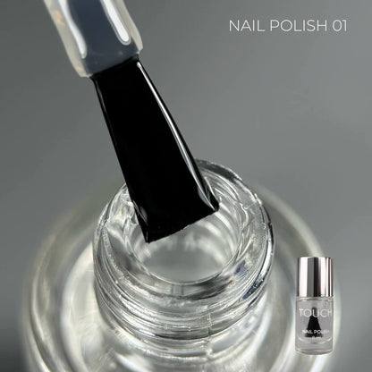 8ml — TOUCH Top Nail Polish 1 — open bottle with brush, clear top