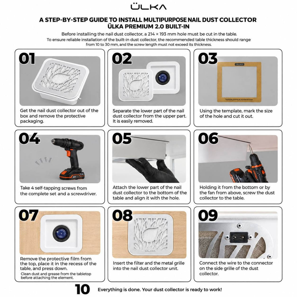 ULKA Premium 2.0 Integrated Nail Dust Extractor