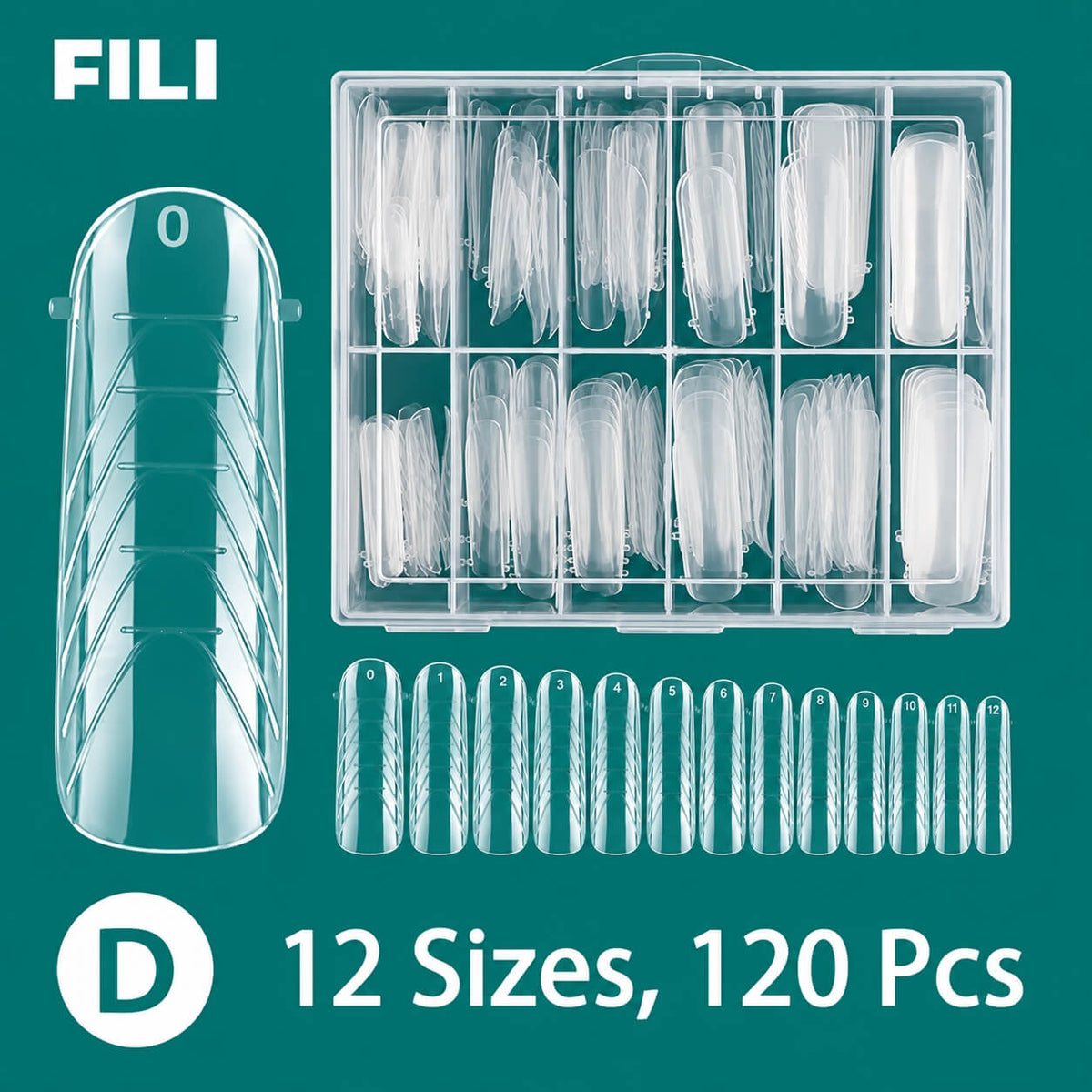 Clear upper dual nail forms #7 for acrygel and polygel, 120 pieces
